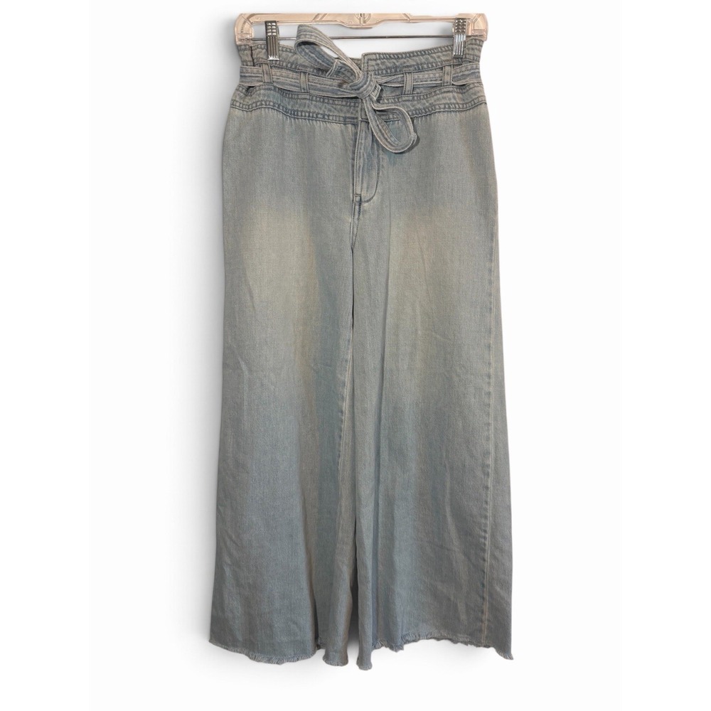 Free People Women's Light Wash Wide Leg High Rise Denim Jeans Size 26 Raw Hem - Picture 2 of 9